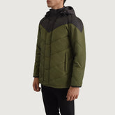 Yator Black Green Leather Hooded Jacket